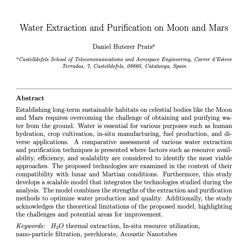 Water Extraction Abstract